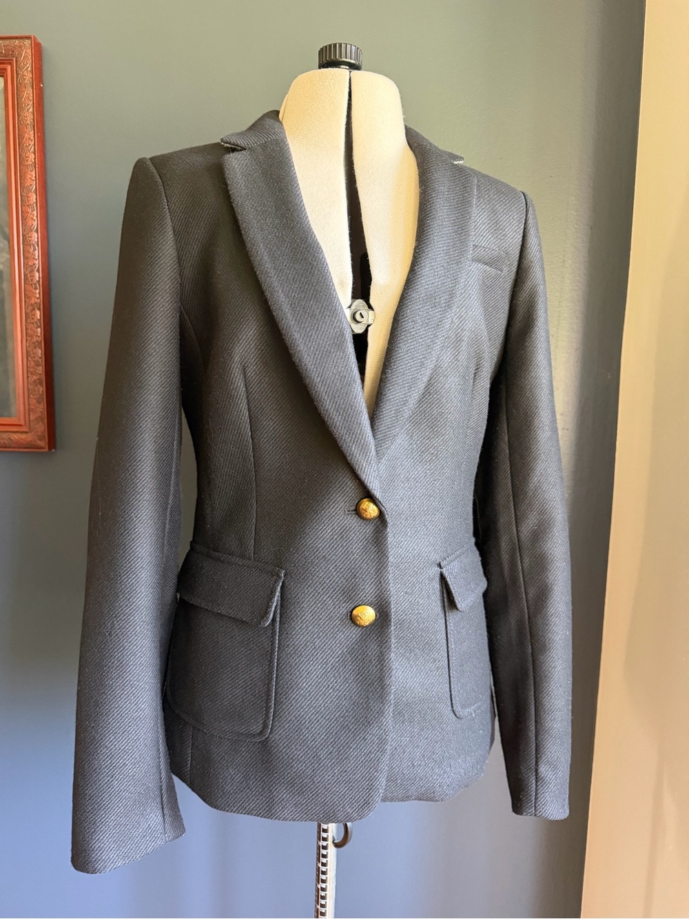 Banana Republic Black Wool-Blend Hacking Jacket